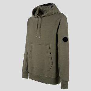 C.P. Company Diagonal Raised Fleece Pullover Hoodie Thyme Green - Imagen 7
