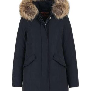 Woolrich Woman Luxury Arctic Parka with Detachable Fur Midnight Blue