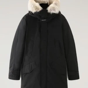 Woolrich Polar Parka in Ramar with High Collar and Fur Trim Black