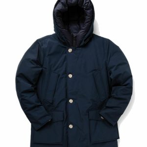 Woolrich Arctic Parka in Ramar with Protective Hood Melton Blue