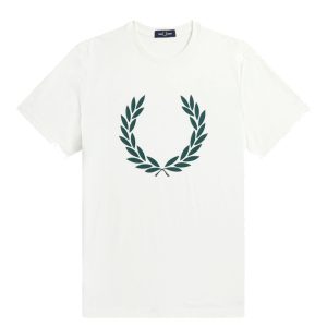 Fred Perry Laurel Wreath Print T-Shirt White Green