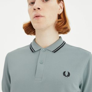 Fred Perry Slim Fit Twin Tipped Polo Silver Blue / Black / Black - Imagen 2