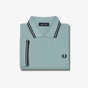 Fred Perry Slim Fit Twin Tipped Polo Silver Blue / Black / Black - Imagen 3