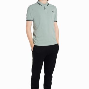 Fred Perry Slim Fit Twin Tipped Polo Silver Blue / Black / Black - Imagen 5