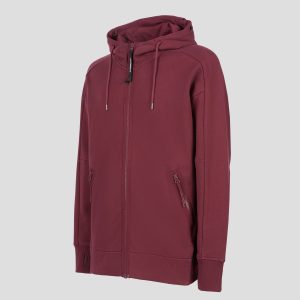 C.P. Company Diagonal Raised Fleece Goggle Hoodie Port Royal Red - Imagen 2