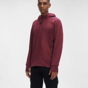 C.P. Company Diagonal Raised Fleece Goggle Hoodie Port Royal Red - Imagen 5