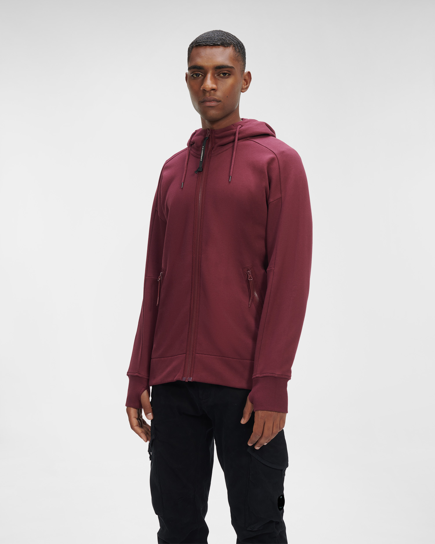 C.P. Company Diagonal Raised Fleece Goggle Hoodie Port Royal Red - Imagen 5