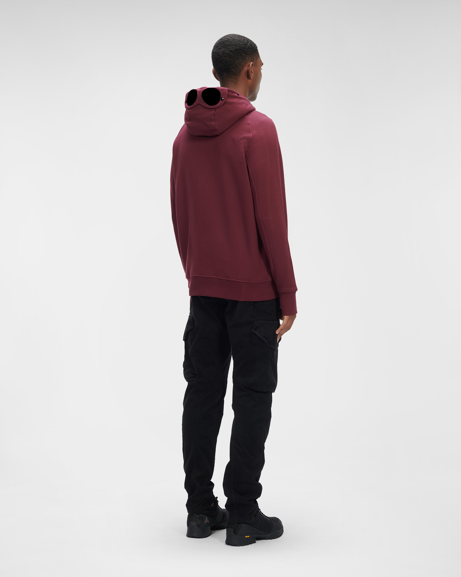 C.P. Company Diagonal Raised Fleece Goggle Hoodie Port Royal Red - Imagen 6
