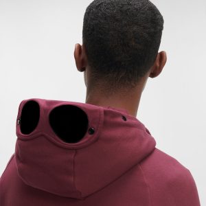 C.P. Company Diagonal Raised Fleece Goggle Hoodie Port Royal Red - Imagen 8