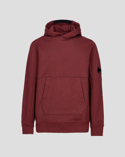 C.P. Company Diagonal Raised Fleece Pullover Hoodie Port Royal Red