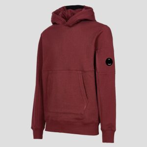 C.P. Company Diagonal Raised Fleece Pullover Hoodie Port Royal Red - Imagen 2