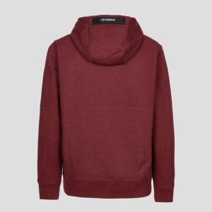 C.P. Company Diagonal Raised Fleece Pullover Hoodie Port Royal Red - Imagen 3