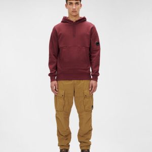 C.P. Company Diagonal Raised Fleece Pullover Hoodie Port Royal Red - Imagen 4