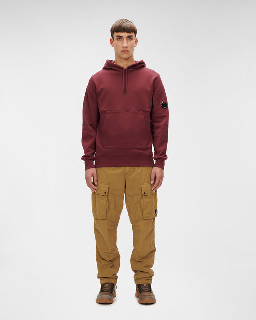 C.P. Company Diagonal Raised Fleece Pullover Hoodie Port Royal Red - Imagen 4