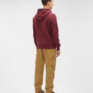 C.P. Company Diagonal Raised Fleece Pullover Hoodie Port Royal Red - Imagen 5