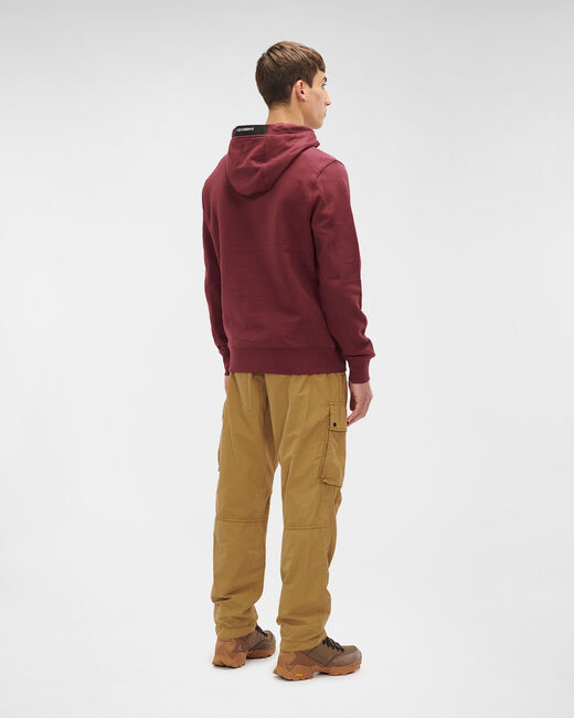C.P. Company Diagonal Raised Fleece Pullover Hoodie Port Royal Red - Imagen 5