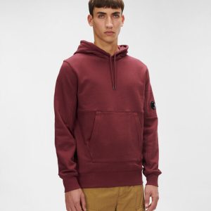 C.P. Company Diagonal Raised Fleece Pullover Hoodie Port Royal Red - Imagen 6