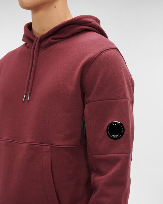 C.P. Company Diagonal Raised Fleece Pullover Hoodie Port Royal Red - Imagen 7