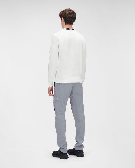 C.P. Company Diagonal Raised Fleece Crew Neck Sweatshirt Gauze White - Imagen 4