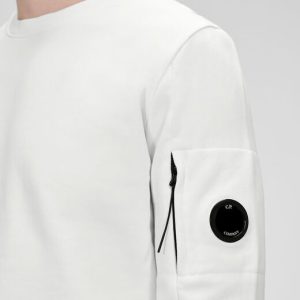 C.P. Company Diagonal Raised Fleece Crew Neck Sweatshirt Gauze White - Imagen 5