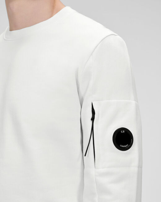 C.P. Company Diagonal Raised Fleece Crew Neck Sweatshirt Gauze White - Imagen 5