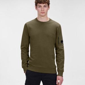 C.P. Company Diagonal Raised Fleece Crew Neck Sweatshirt Ivy Green - Imagen 2