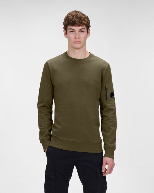 C.P. Company Diagonal Raised Fleece Crew Neck Sweatshirt Ivy Green - Imagen 2