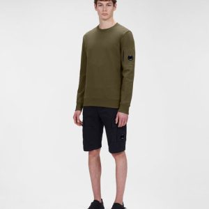 C.P. Company Diagonal Raised Fleece Crew Neck Sweatshirt Ivy Green - Imagen 3