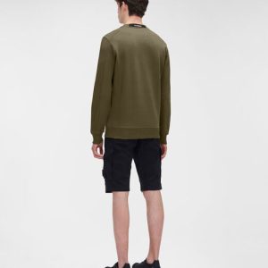 C.P. Company Diagonal Raised Fleece Crew Neck Sweatshirt Ivy Green - Imagen 4