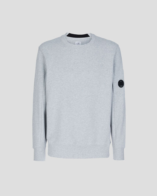 C.P. Company Diagonal Raised Fleece Crew Neck Sweatshirt Grey Melange