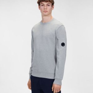 C.P. Company Diagonal Raised Fleece Crew Neck Sweatshirt Grey Melange - Imagen 2