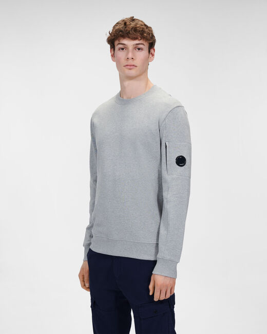 C.P. Company Diagonal Raised Fleece Crew Neck Sweatshirt Grey Melange - Imagen 2