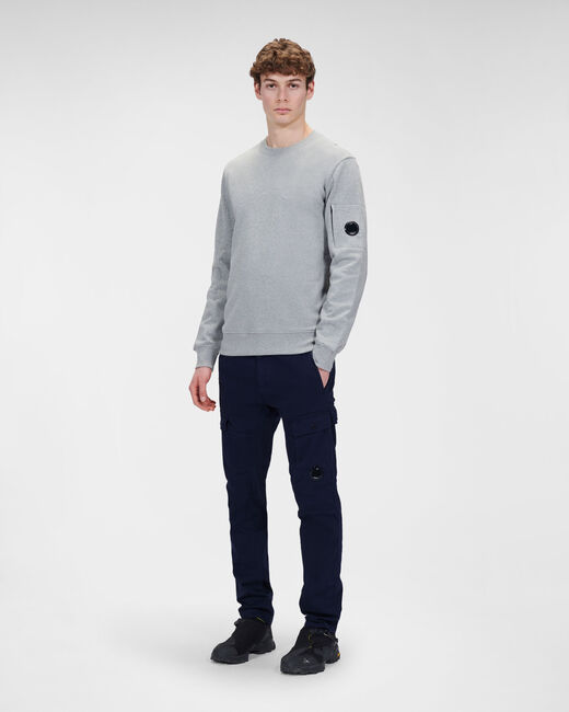 C.P. Company Diagonal Raised Fleece Crew Neck Sweatshirt Grey Melange - Imagen 3