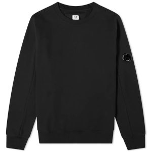C.P. Company Diagonal Raised Fleece Crew Neck Sweatshirt Black