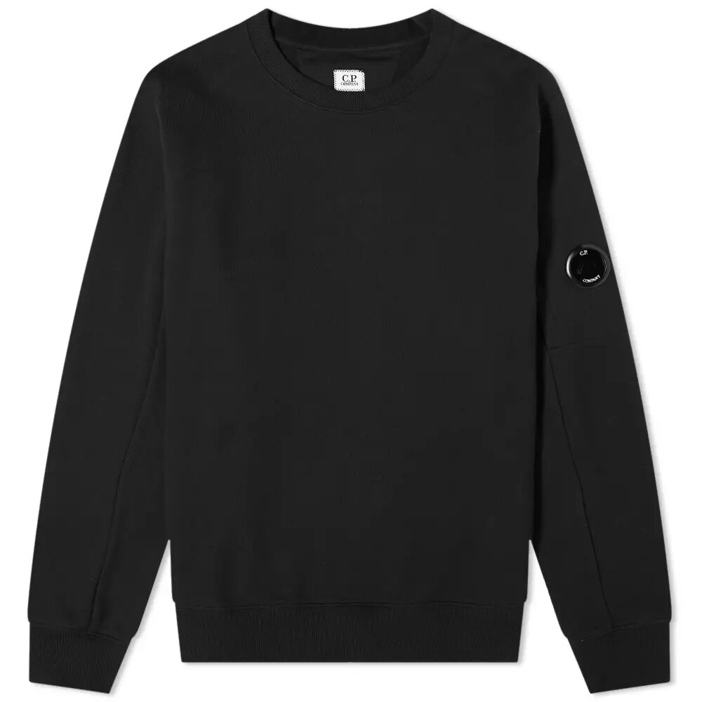 C.P. Company Diagonal Raised Fleece Crew Neck Sweatshirt Black