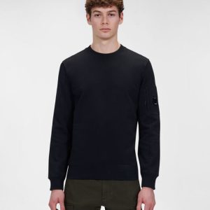 C.P. Company Diagonal Raised Fleece Crew Neck Sweatshirt Black - Imagen 2