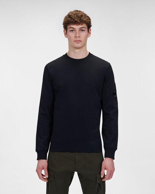 C.P. Company Diagonal Raised Fleece Crew Neck Sweatshirt Black - Imagen 2
