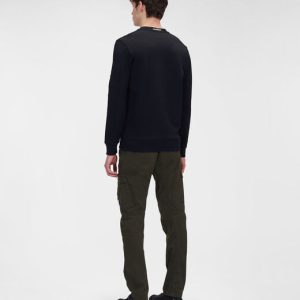C.P. Company Diagonal Raised Fleece Crew Neck Sweatshirt Black - Imagen 3