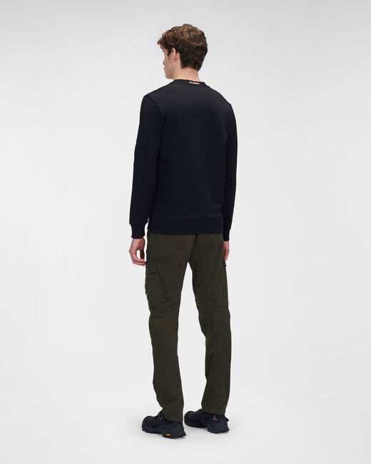 C.P. Company Diagonal Raised Fleece Crew Neck Sweatshirt Black - Imagen 3