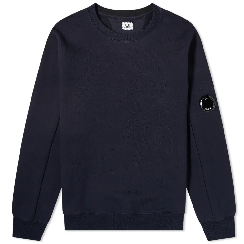 C.P. Company Diagonal Raised Fleece Crew Neck Sweatshirt Total Eclipse Blue