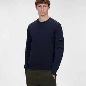C.P. Company Diagonal Raised Fleece Crew Neck Sweatshirt Total Eclipse Blue - Imagen 2