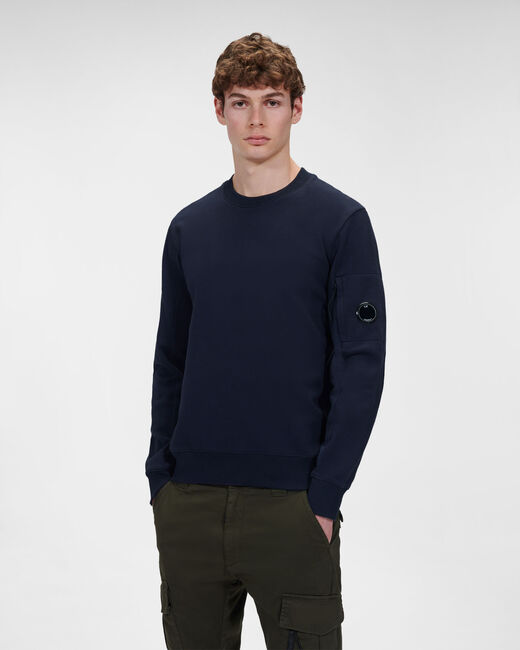 C.P. Company Diagonal Raised Fleece Crew Neck Sweatshirt Total Eclipse Blue - Imagen 2