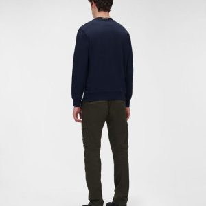 C.P. Company Diagonal Raised Fleece Crew Neck Sweatshirt Total Eclipse Blue - Imagen 3