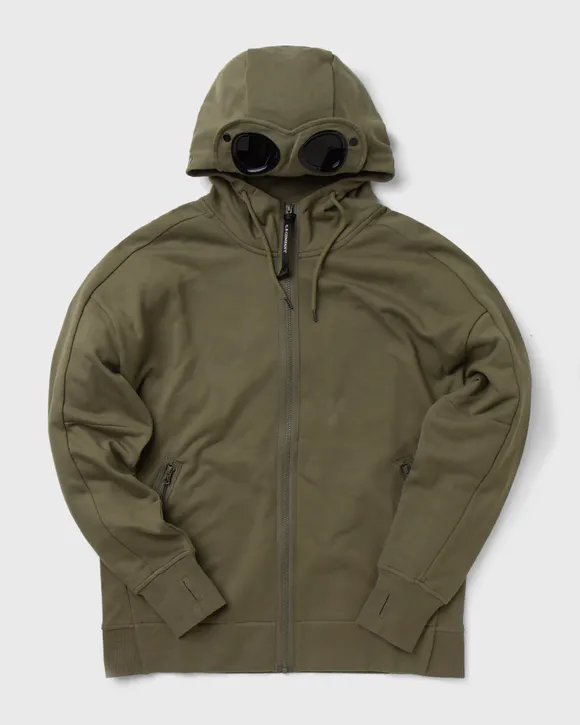 C.P. Company Diagonal Raised Fleece Goggle Hoodie Stone Grey