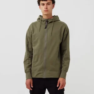 C.P. Company Diagonal Raised Fleece Goggle Hoodie Stone Grey - Imagen 2