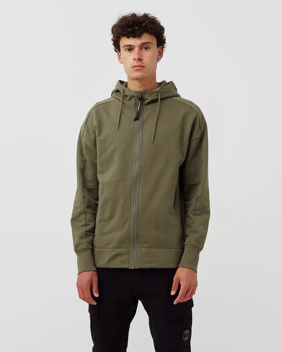 C.P. Company Diagonal Raised Fleece Goggle Hoodie Stone Grey - Imagen 2
