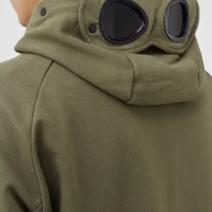 C.P. Company Diagonal Raised Fleece Goggle Hoodie Stone Grey - Imagen 4
