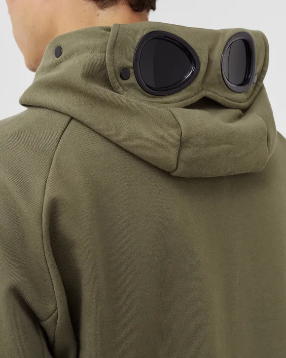 C.P. Company Diagonal Raised Fleece Goggle Hoodie Stone Grey - Imagen 4