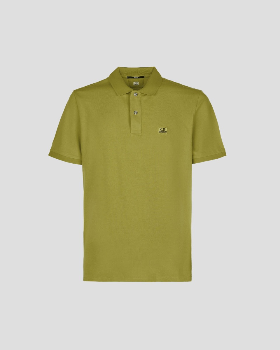 C.P. Company Stretch Pique Slim Fit Logo Polo Green Moss