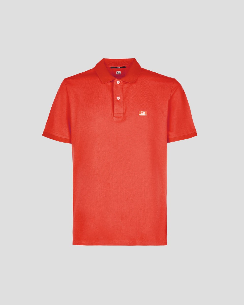 C.P. Company Stretch Pique Slim Fit Logo Polo Fiery Red